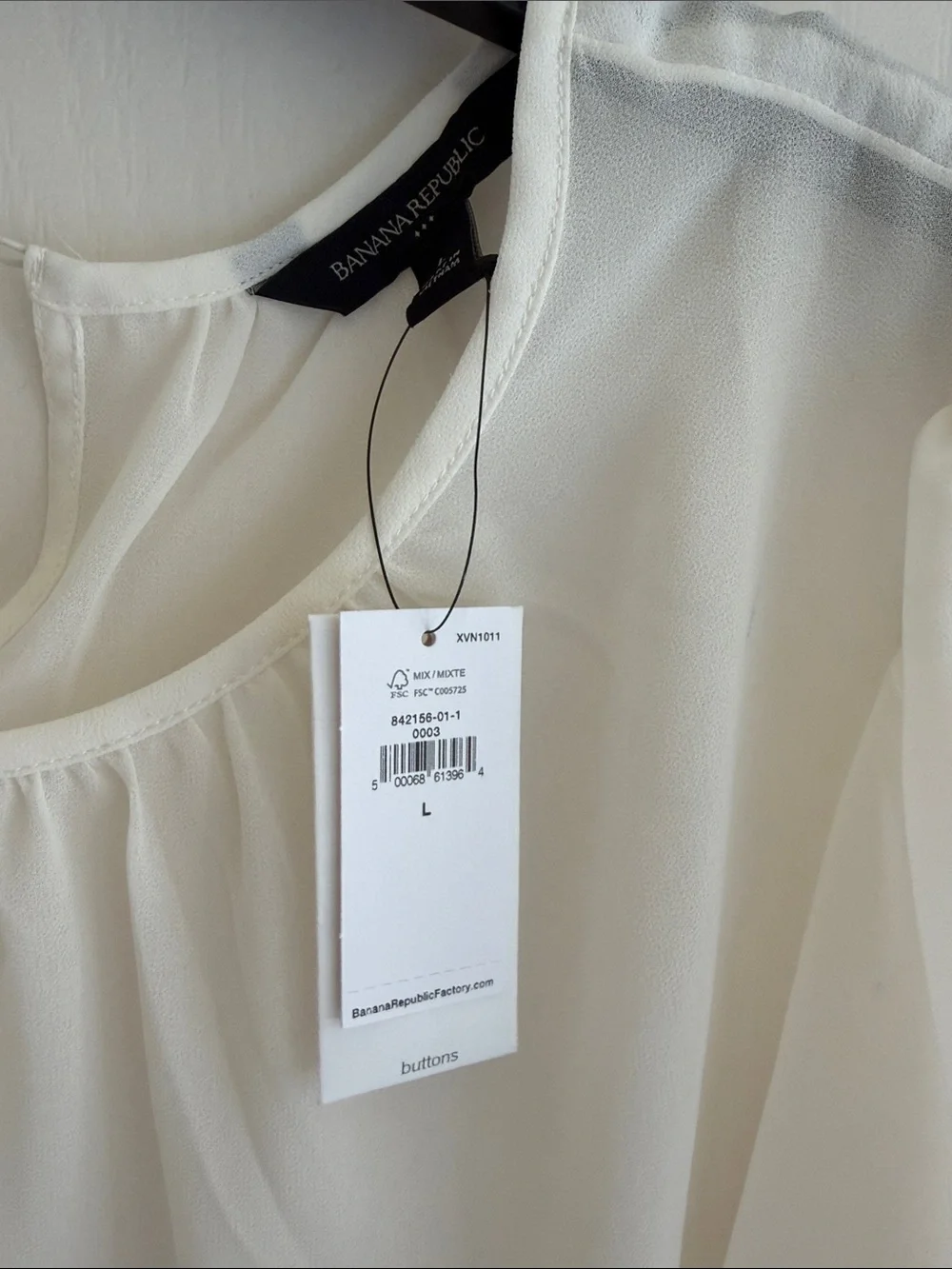 Banana Republic Sheer Ivory Puff Sleeve Blouse